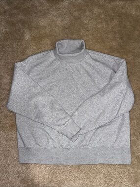 CALIA Heather Grey Mock Neck Fleece Pullover Sweatshirt Large